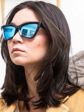 Pit Viper Clawdia Sunglasses — Black Speckled Cat Eye Frames UVA UVB Protection